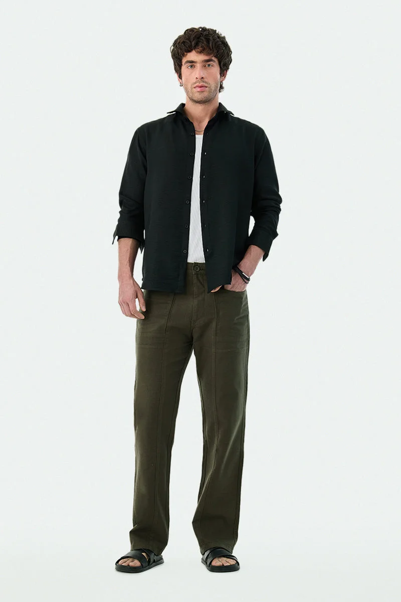 SNITCH Olive Straight Fit Trousers
